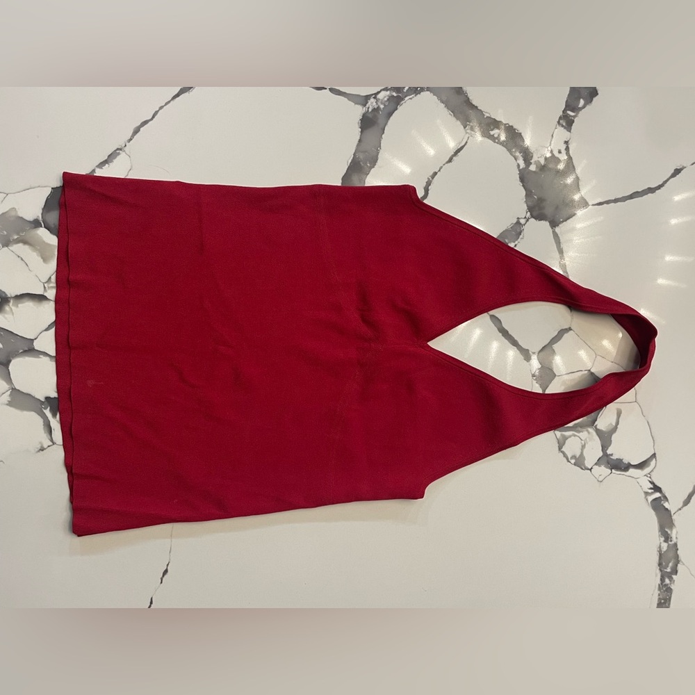 Red halter top.